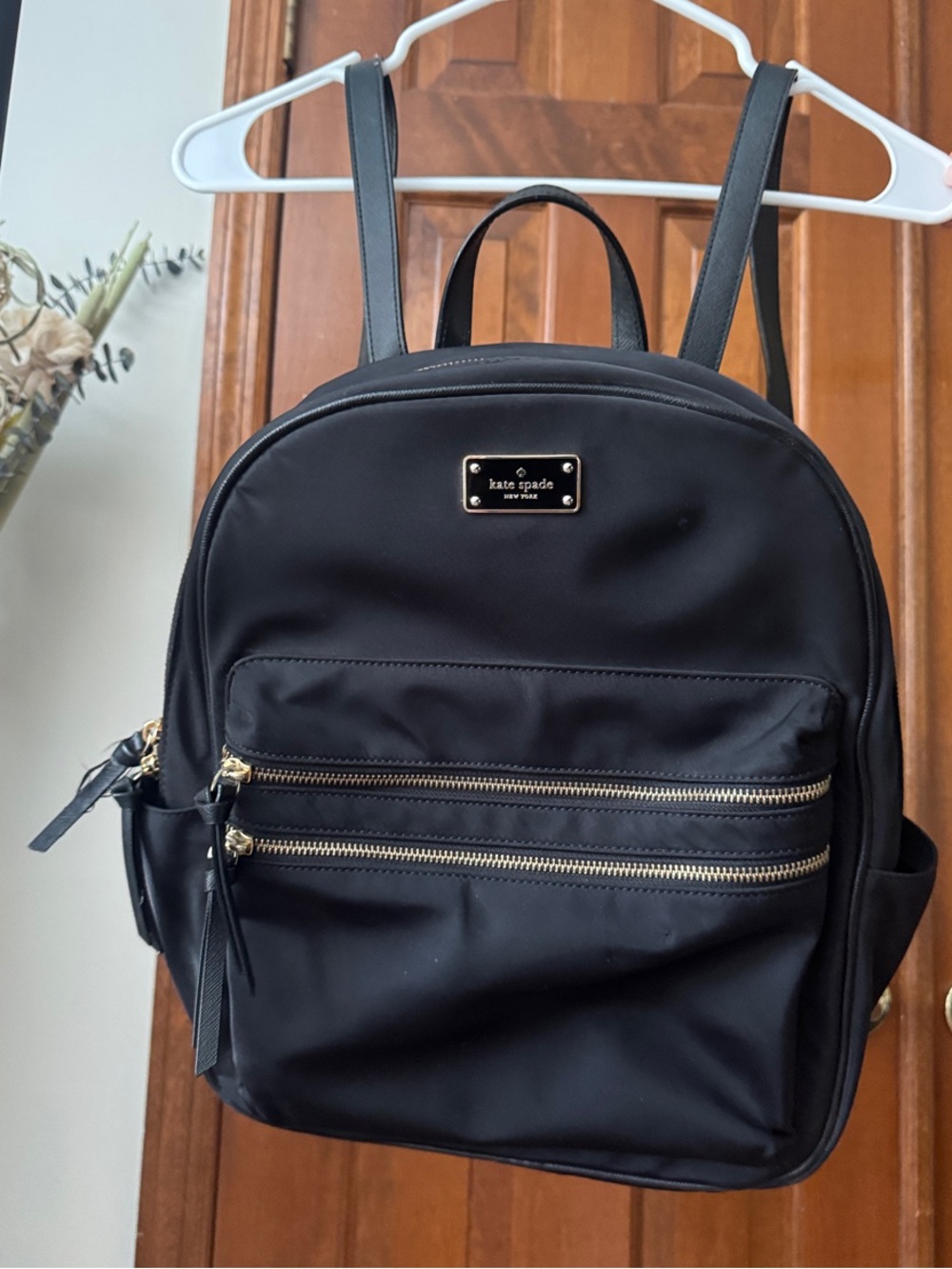 kate spade Black Nylon Mini Backpack with Gold Hardware